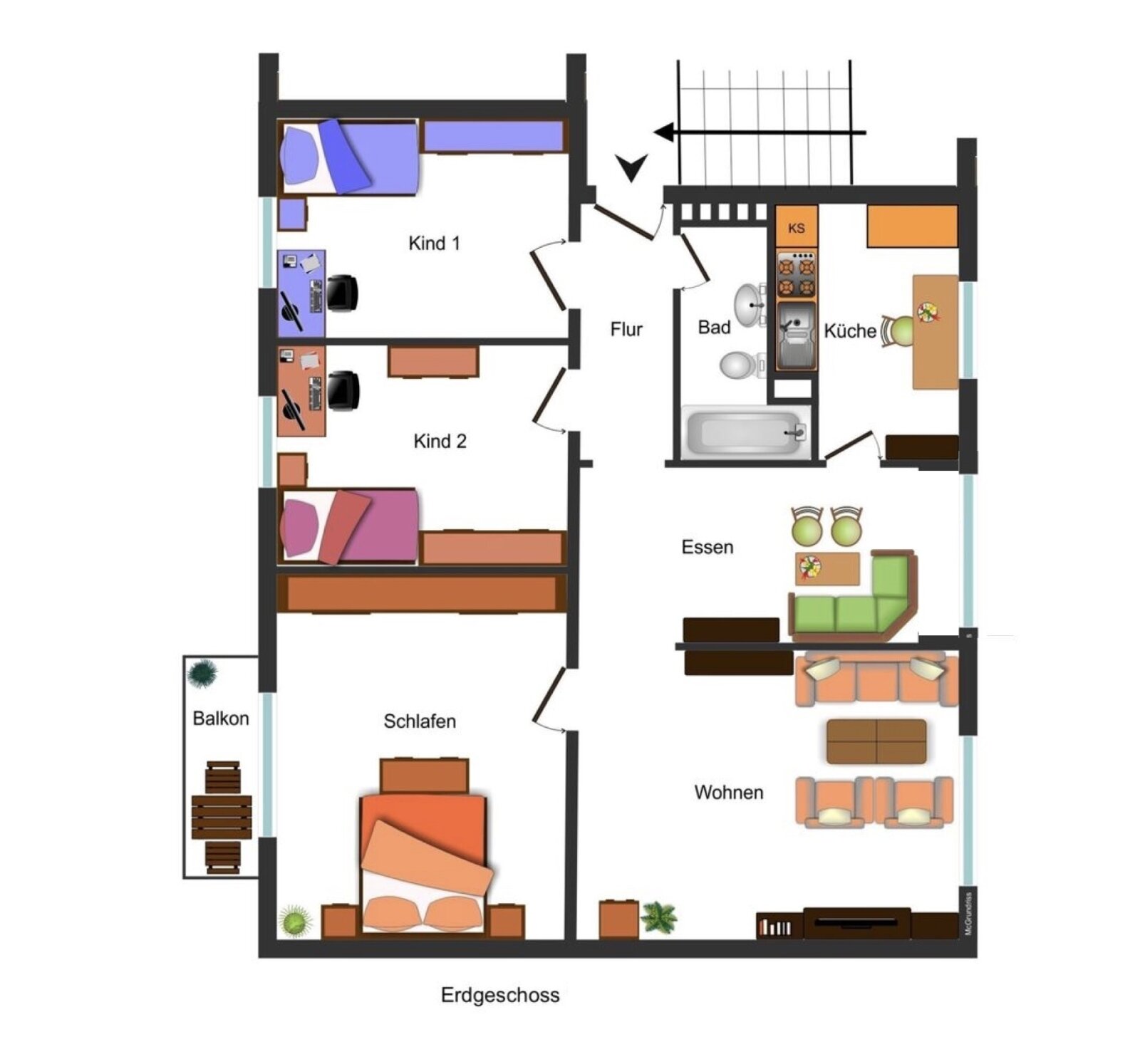 KL-Mitte: Geräumige 4,5 Zimmerwohnung im Erdgeschoss