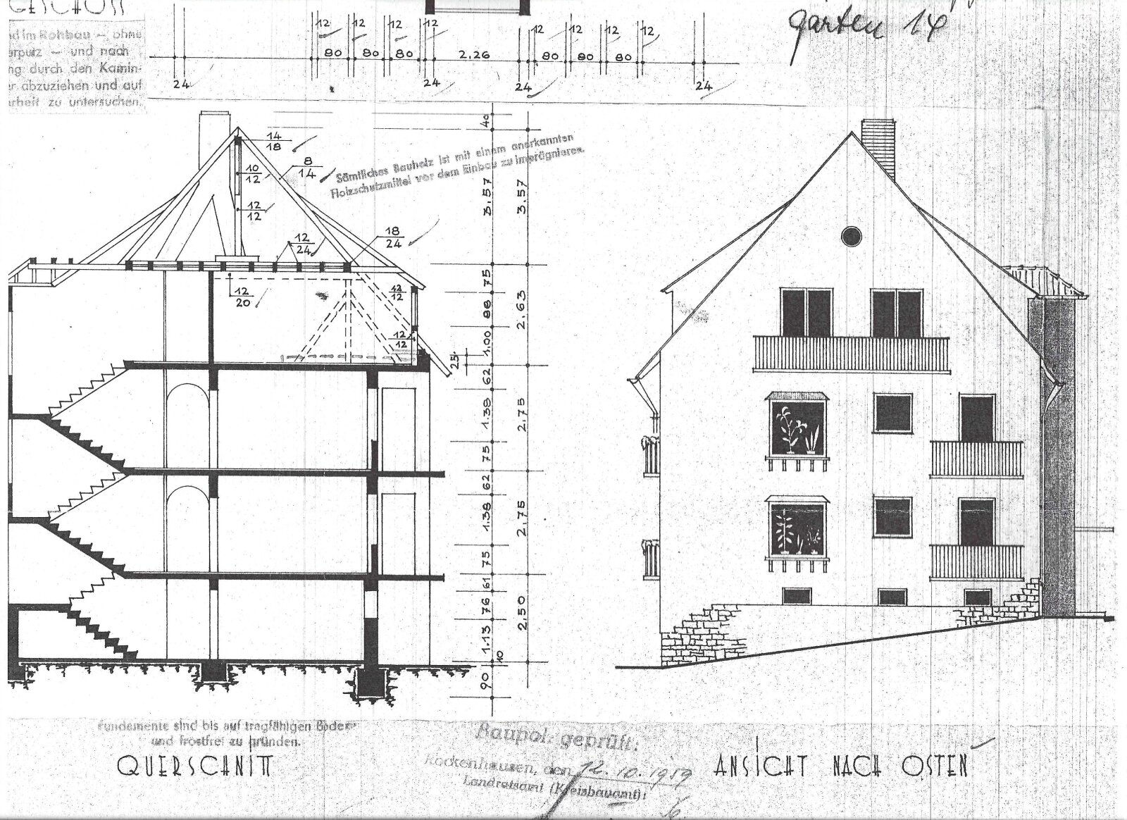 Schnitt u. Westseite Schnitt u. Westseite